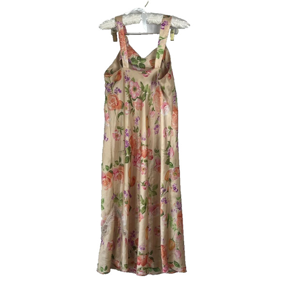 Cabernet Nightgown Women's Petite Small Satin Sleeveless Long Pink Floral Print - Picture 2 of 7